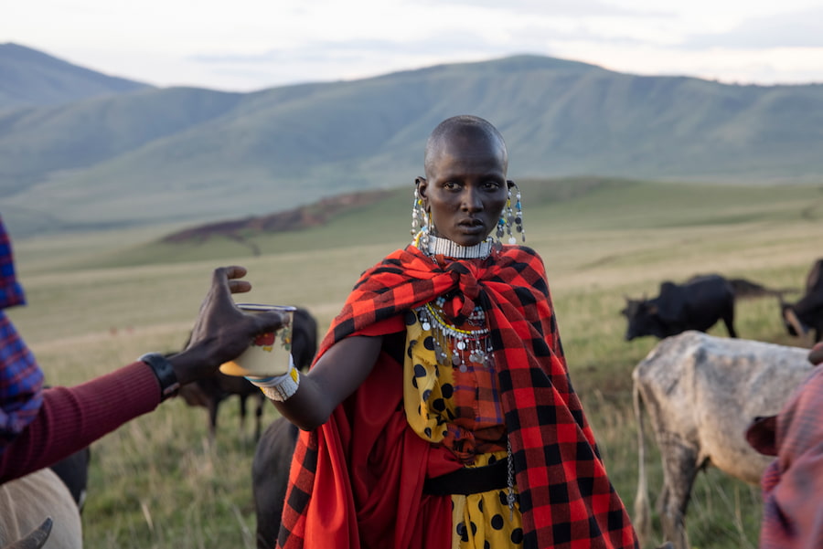 Maasai Woman Offers Chai